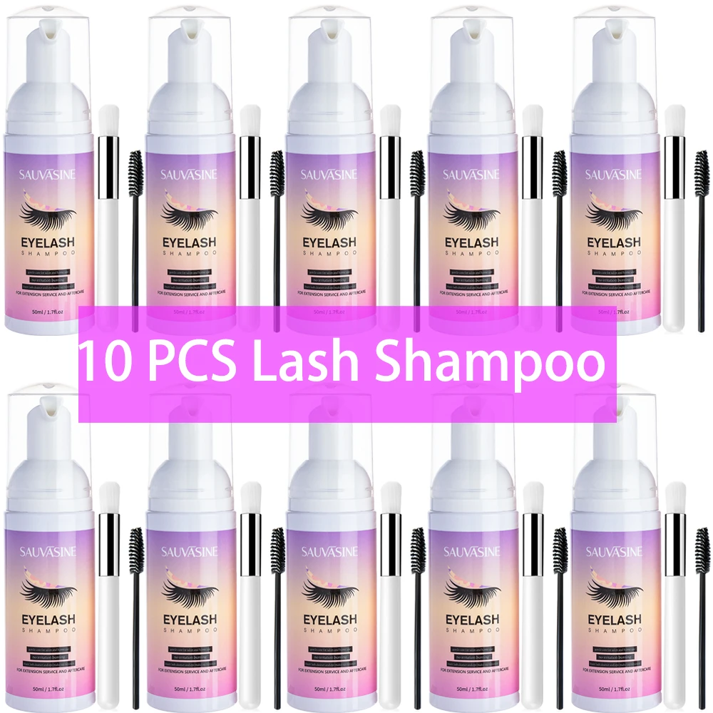 Eyelash Extension Wash Kit - 5/10 шт., 50 мл, шампунь для