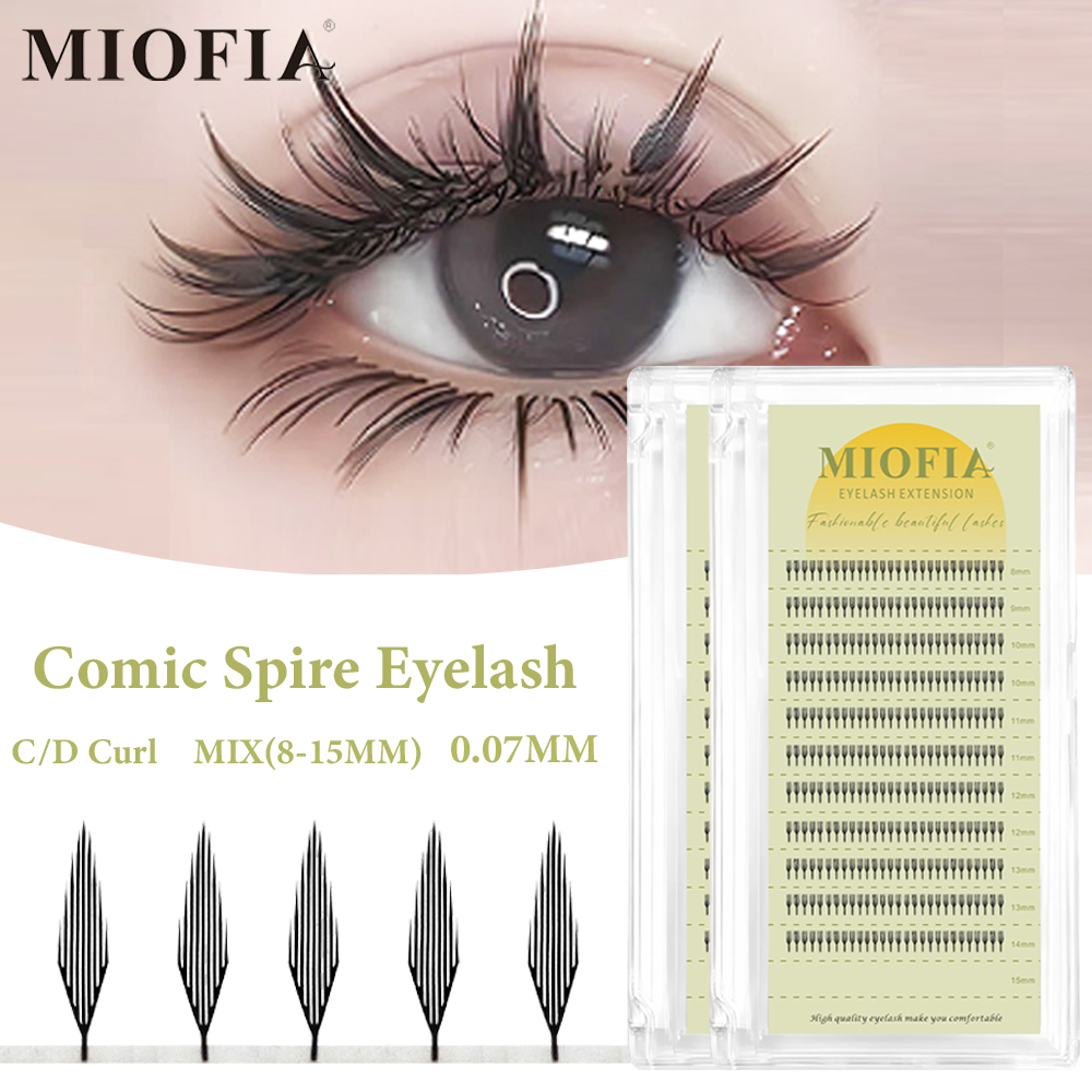 Funny Eyelash Extension - Накладные ресницы Anime Spire, форма пера,