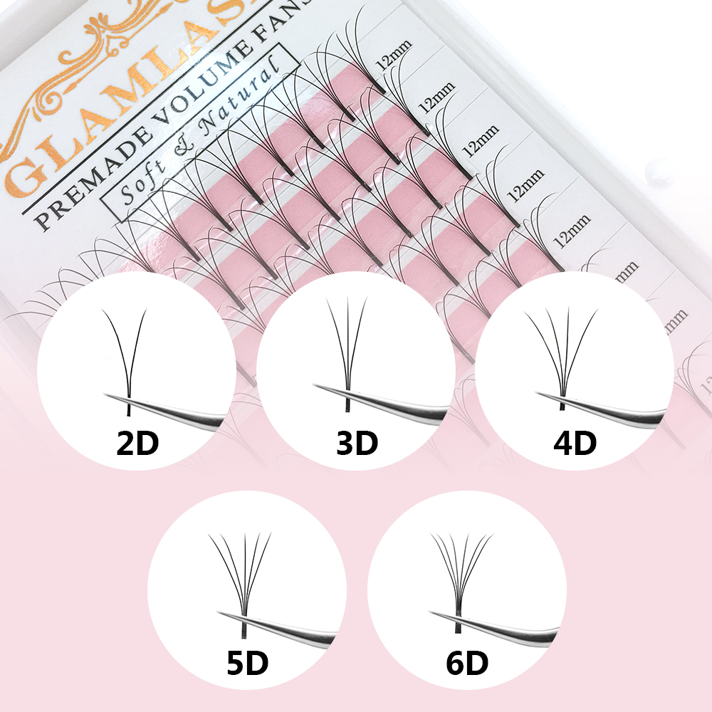 GLAMLASH 2D-6D готовые объемны – обзор и цена Eyelash Extension Korea Natural