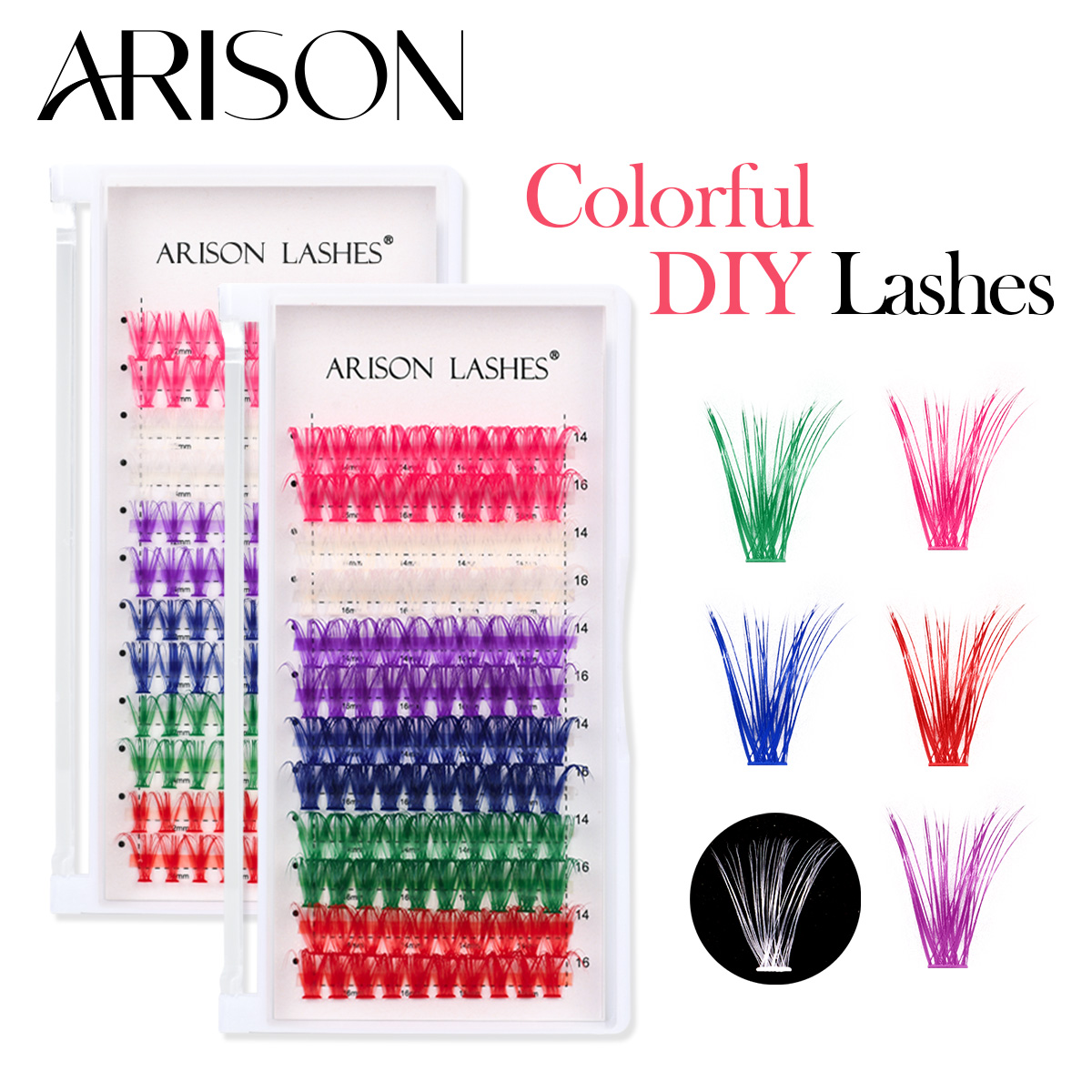 ARISON 12 рядов разноцветных к – обзор и цена Funny Eyelash Extension