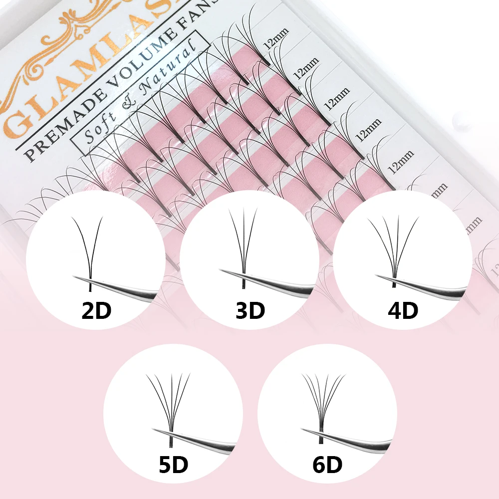 GLAMLASH 2D-6D готовые объемны – обзор и цена Eyelash Extension Korea Natural