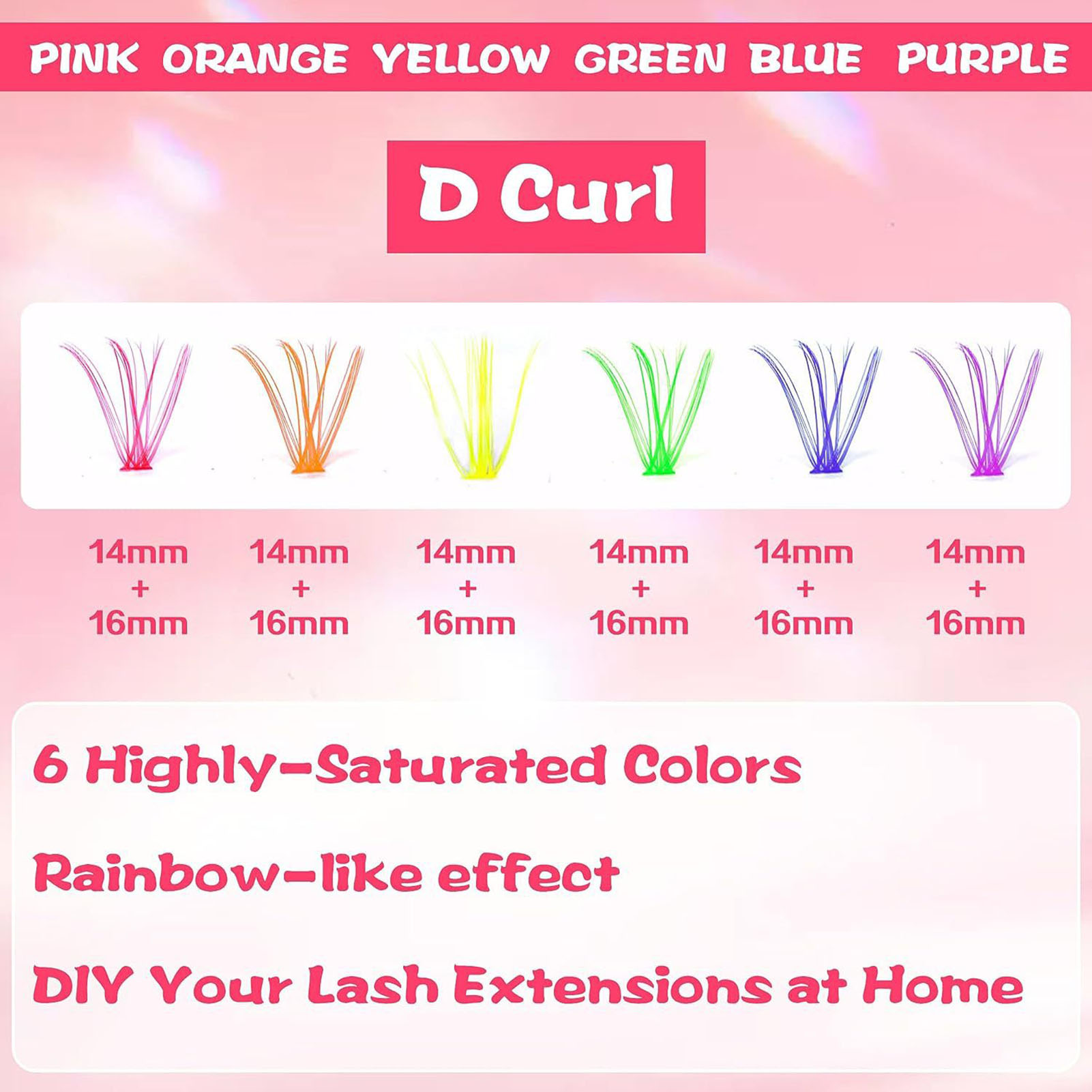 14/16 мм D Curl красочные инди – обзор и цена Funny Eyelash Extension