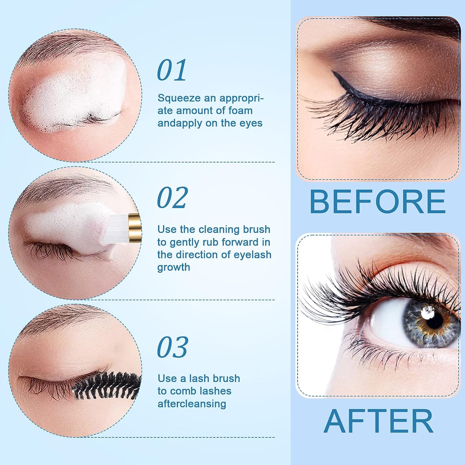 Набор для чистки ресниц, шампу – обзор и цена Eyelash Extension Wash Kit