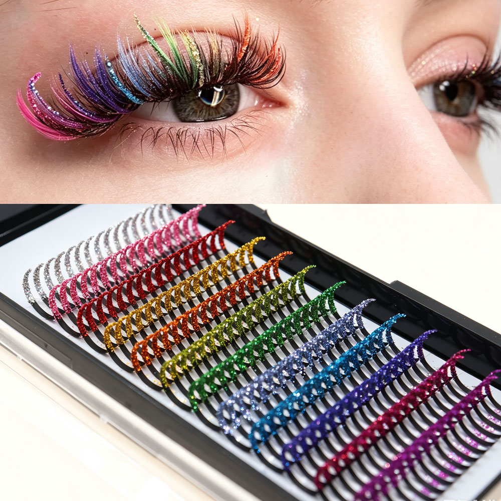 Цветные блестящие накладные ре – обзор и цена Funny Eyelash Extension